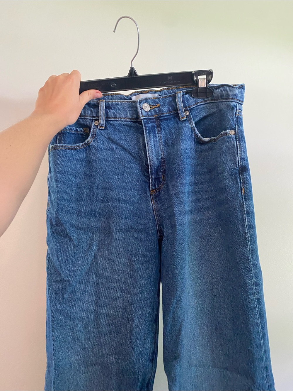 LOFT Dark Blue Wide-Leg High-Rise Jeans